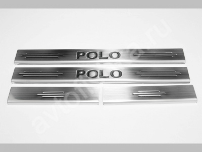 Volkswagen Polo (2010-) накладки на пороги из нержавеющей стали, 4 шт.